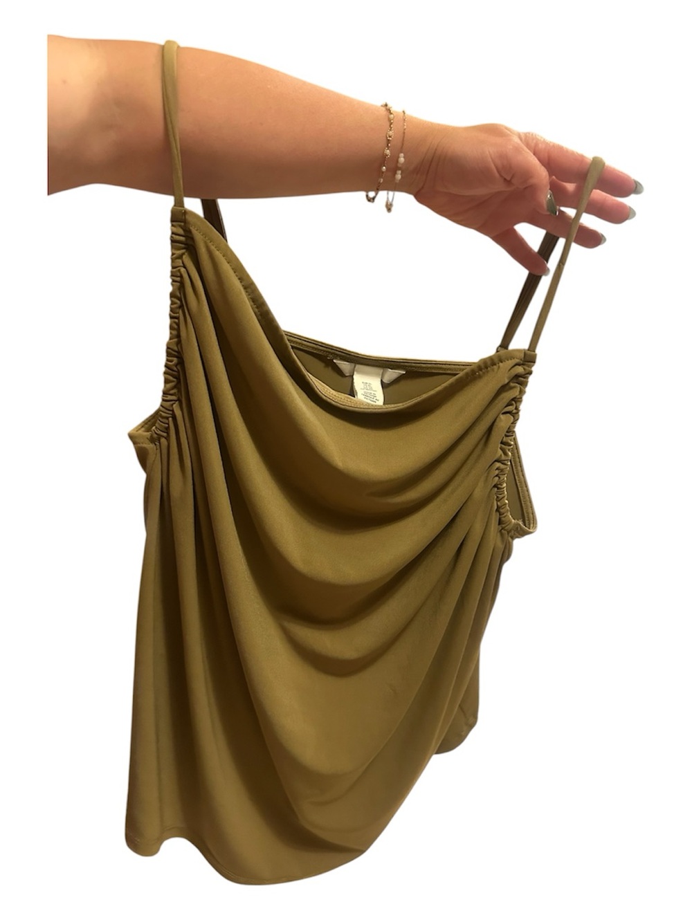 H&M Olive Draped Cowl Neck Camisole